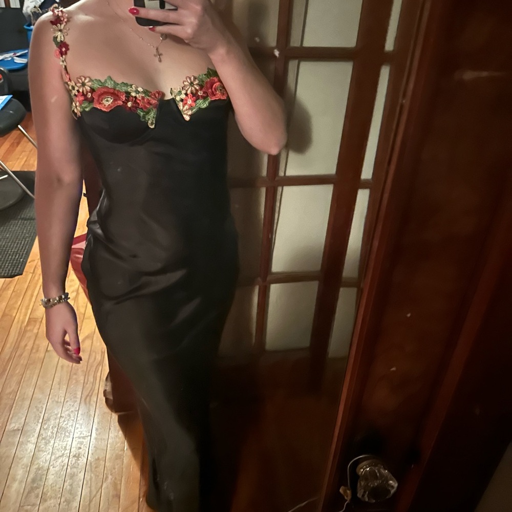 NWT Princess Polly Kenzie Black Dress with Floral Accents